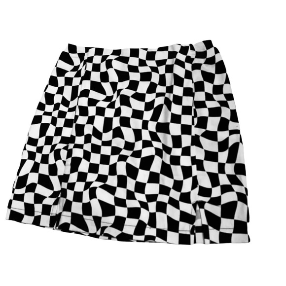 NEW Love On A Hanger Checkerboard Mini Denim Skirt - Picture 5 of 7